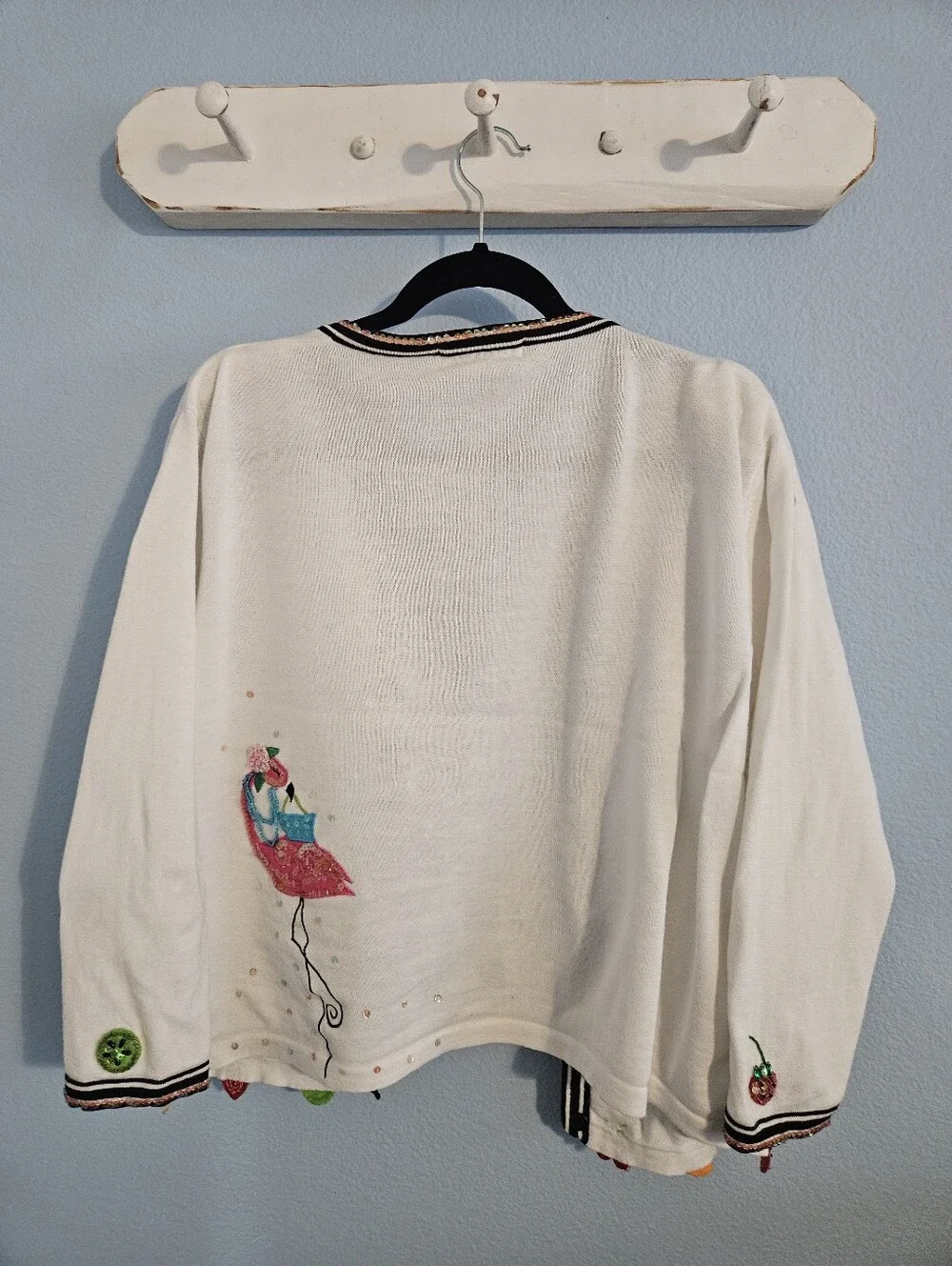 Jack B. Quick White Embellished Flamingo Cardigan
